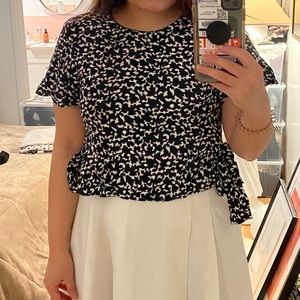 Zara Black White Pattern Shirt S